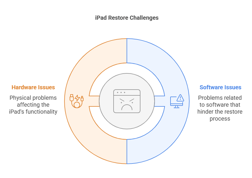 Chart showing the possible reasons why an iPad won't restore