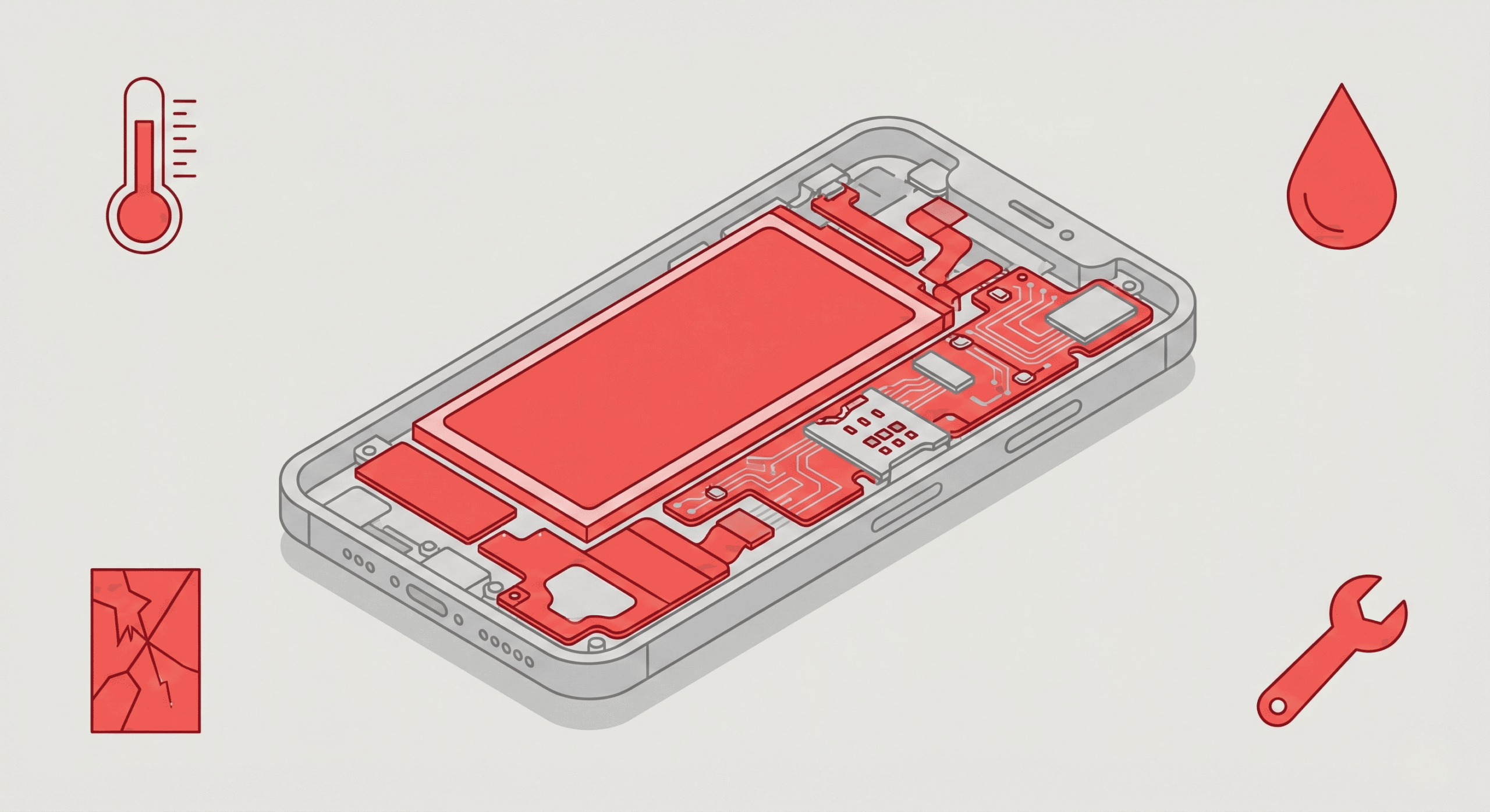 Illustration showing possible hardware issues in a Motorola phone that's stuck on startup screen